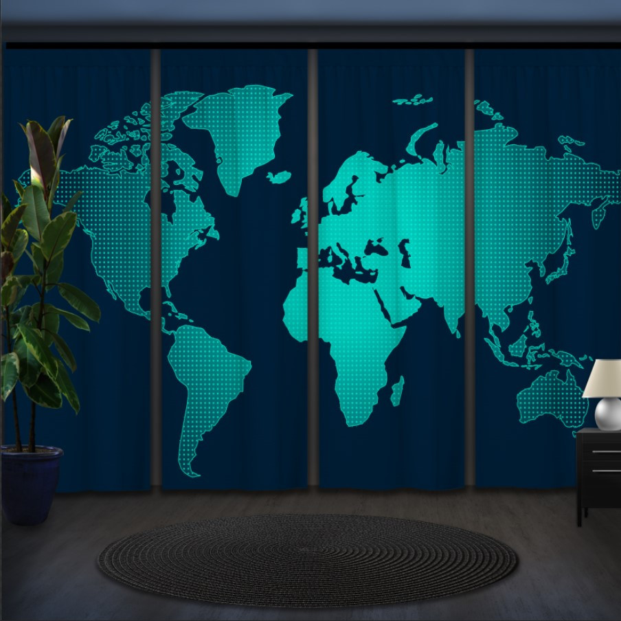 Комплект штор панельних з 4 х штук мапа землі "Неон"