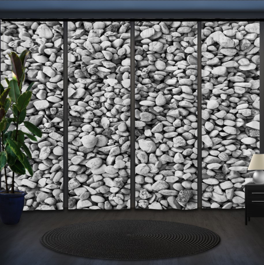 Комплект штор панельних з 4 х штук текстура білі камінці "Шутер"