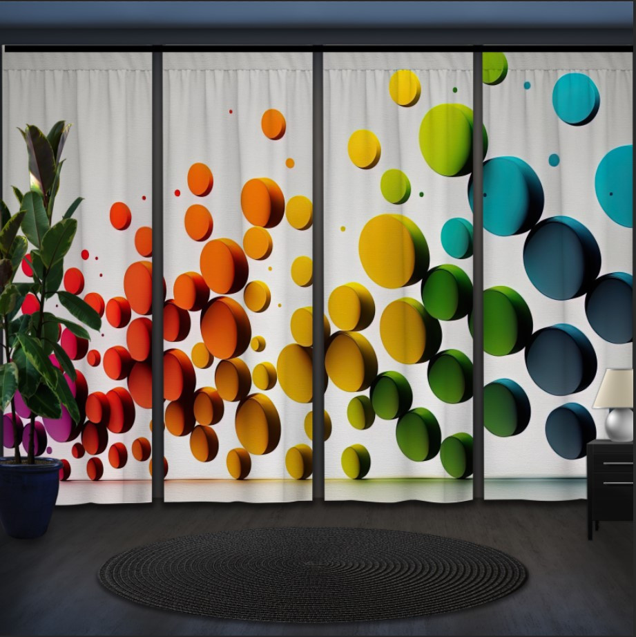 Комплект штор панельних з 4 х штук абстрактний фон з райдужними геометричними "Кольорами 4"