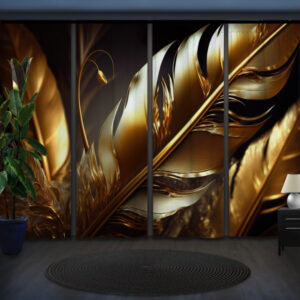 Комплект штор панельних золоті металеві "Пір'я"