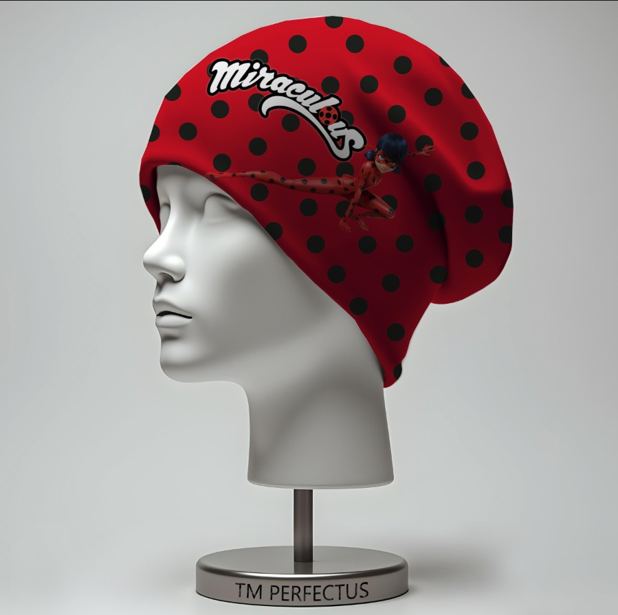 Шапка з 3D принтом "Леді Баг мультик червоного кольору" ВСІ Розміри
