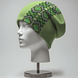 Шапка з 3D принтом "Національна вишиванка орнамент салатова" ВСІ Розміри