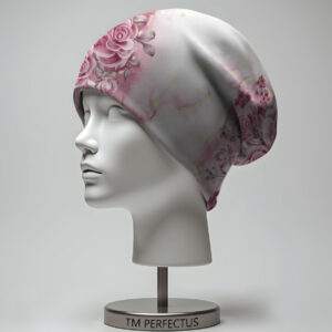 Шапка з 3D принтом "Рожеві троянди біла квіти" ВСІ Розміри