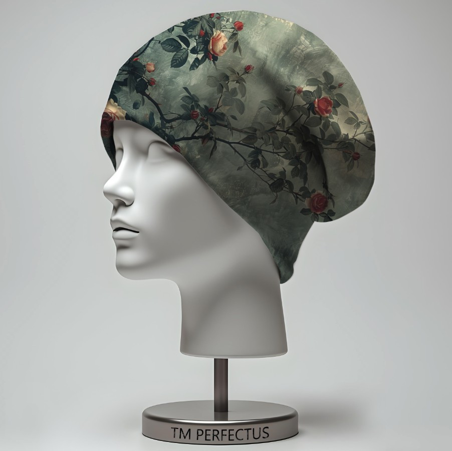 Шапка з 3D принтом "Акварельні троянди на гілках" ВСІ Розміри