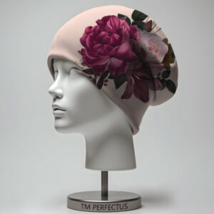 Шапка з 3D принтом "Пудрова з квітами півонія" ВСІ Розміри