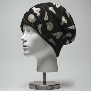 Шапка з 3D принтом "Чорна з калами квіти" ВСІ Розміри