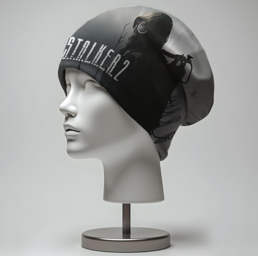 Шапка з 3D принтом "Сталкер Stalker 2 гра Протигаз лого" ВСІ Розміри