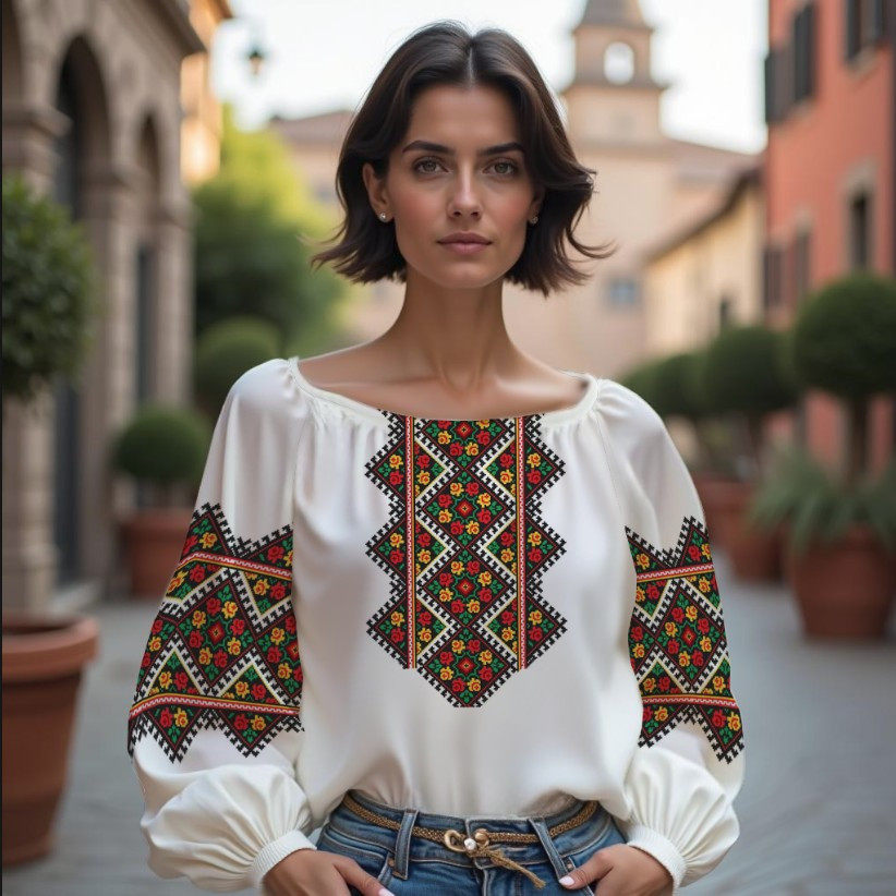 Блуза "Вишиванка" етнічна багатокольорова ВСІ Розміри Преміум тканина