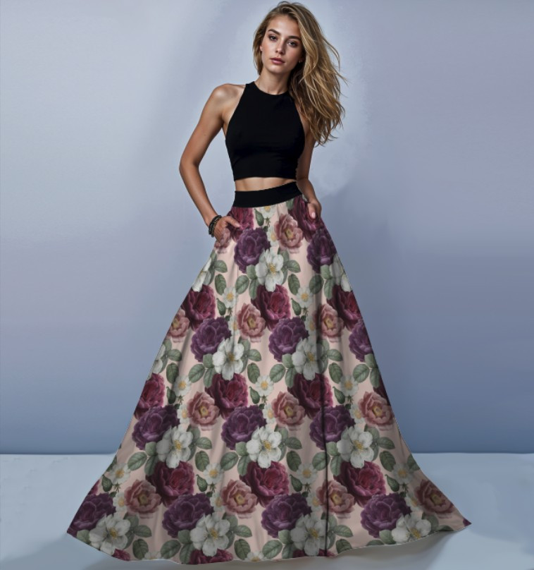 Костюм — спідниця максі троянди квіти ВСІ Розміри Преміум тканина