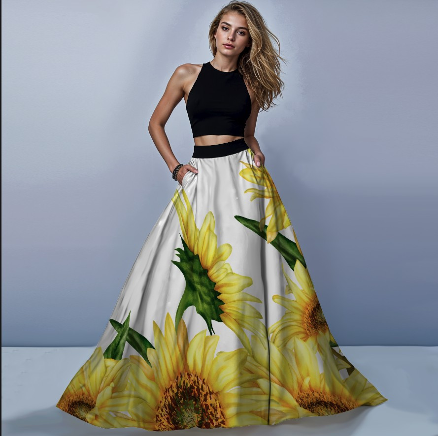 Костюм спідниця максі соняшники квіти ВСІ Розміри Преміум тканина