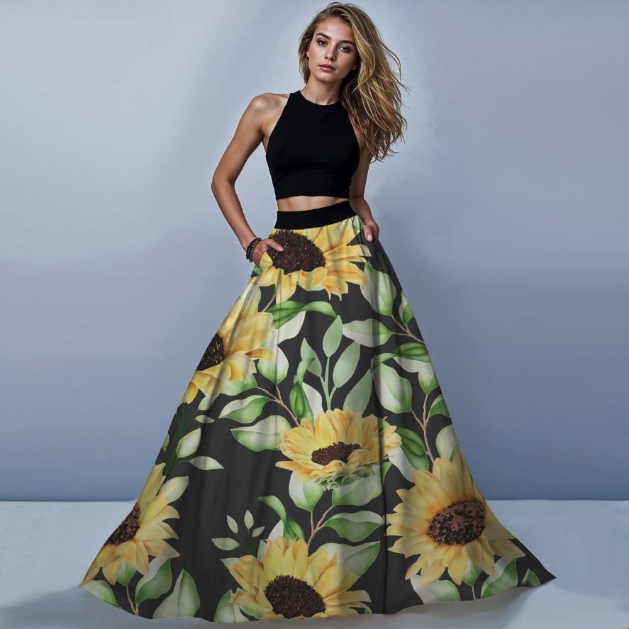 Костюм спідниця максі соняшники квіти 1 ВСІ Розміри Преміум тканина