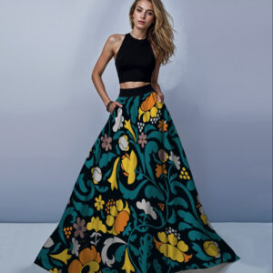 Костюм спідниця максі петриківський розпис квіти чорний фон 1 ВСІ Розміри Преміум тканина