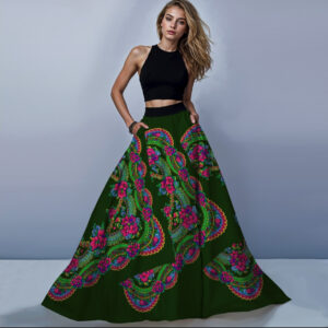 Костюм спідниця максі квіткова хустка зелений фон ВСІ Розміри Преміум тканина