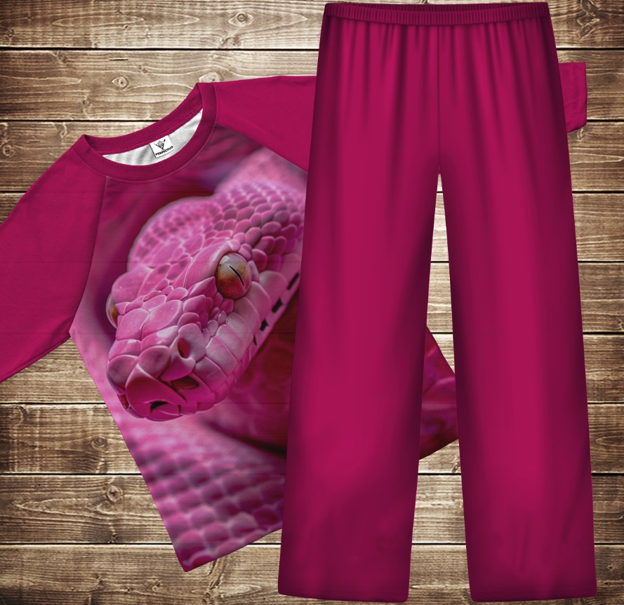 Піжама флісова (домашній костюм) рожева змія ВСІ Розміри Преміум тканина