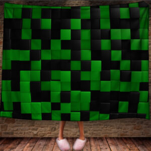 Плед 3д абстракція геометрична "Куби зелені градієнт" 150х200 см.