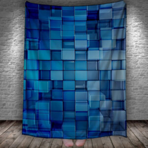 Плед 3д абстракція геометрична "Куби синя" 150х200 см.