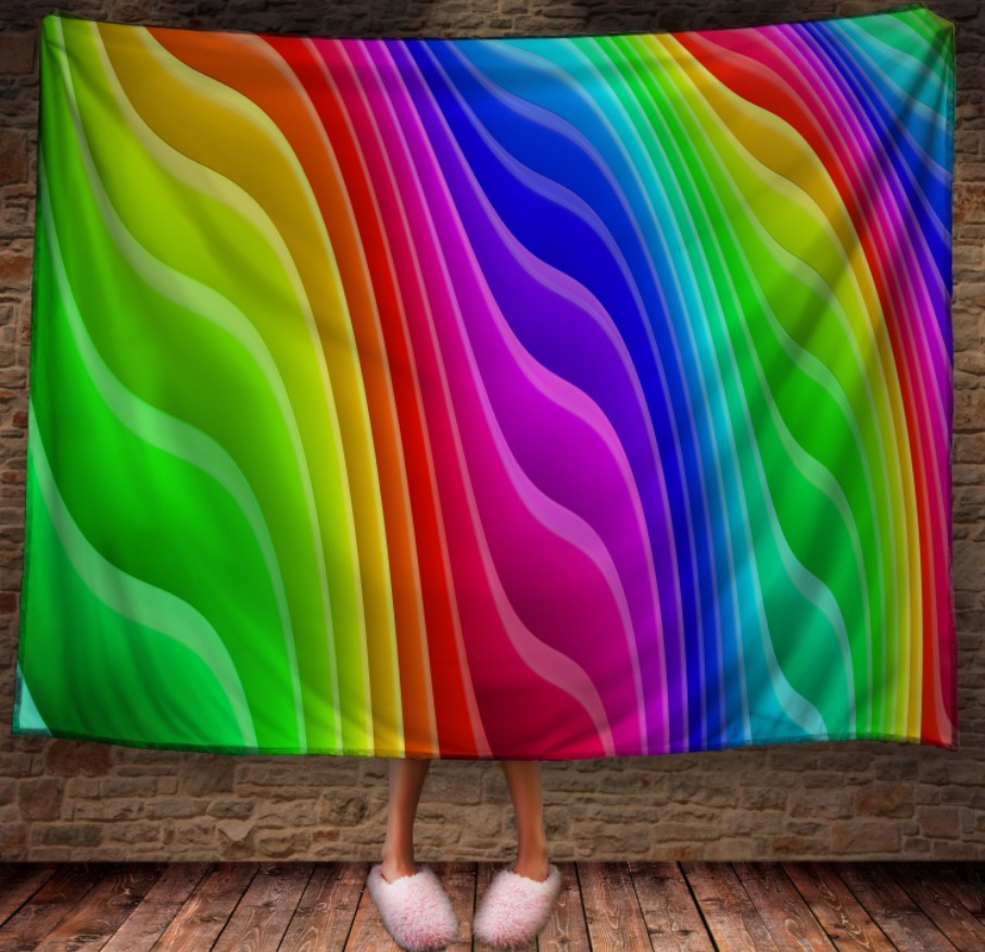 Плед 3д абстракція "Хвилі веселка" 150х200 см.