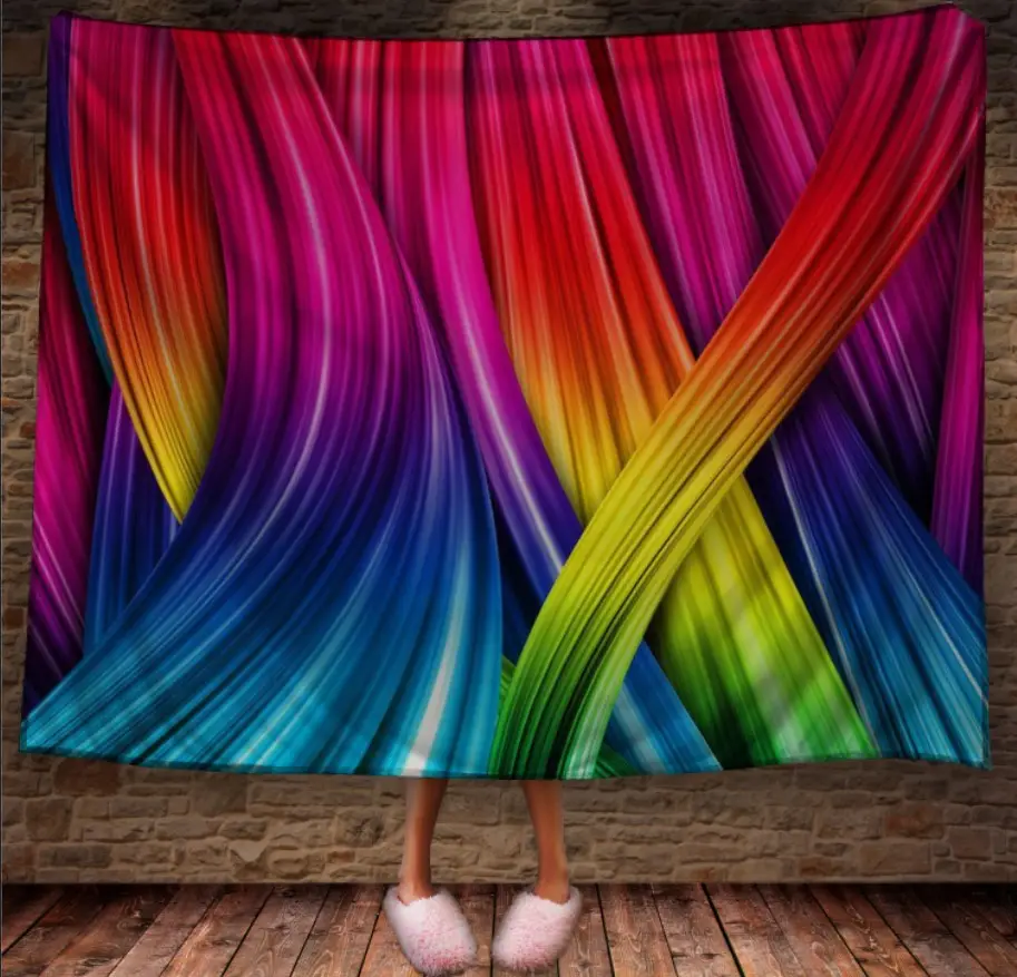 Плед 3д абстракція "Хвилі веселка 1" 150х200 см.