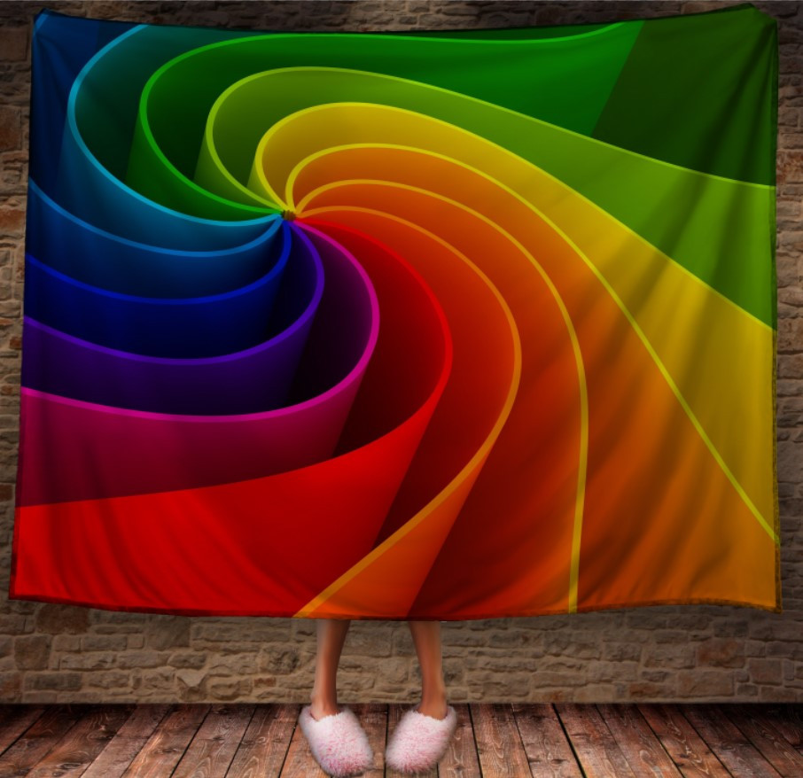 Плед 3д абстракція "Хвилі веселка 2" 150х200 см.