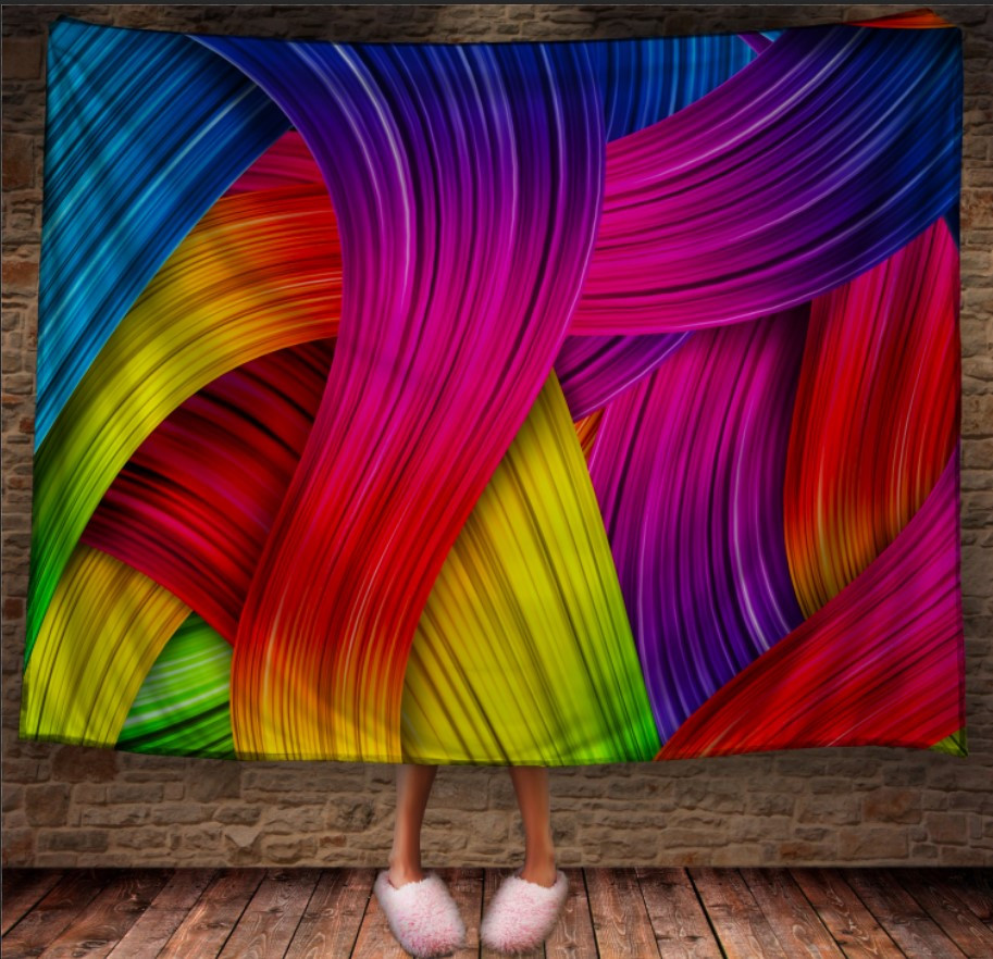 Плед 3д абстракція "Хвилі веселка 3" 150х200 см.