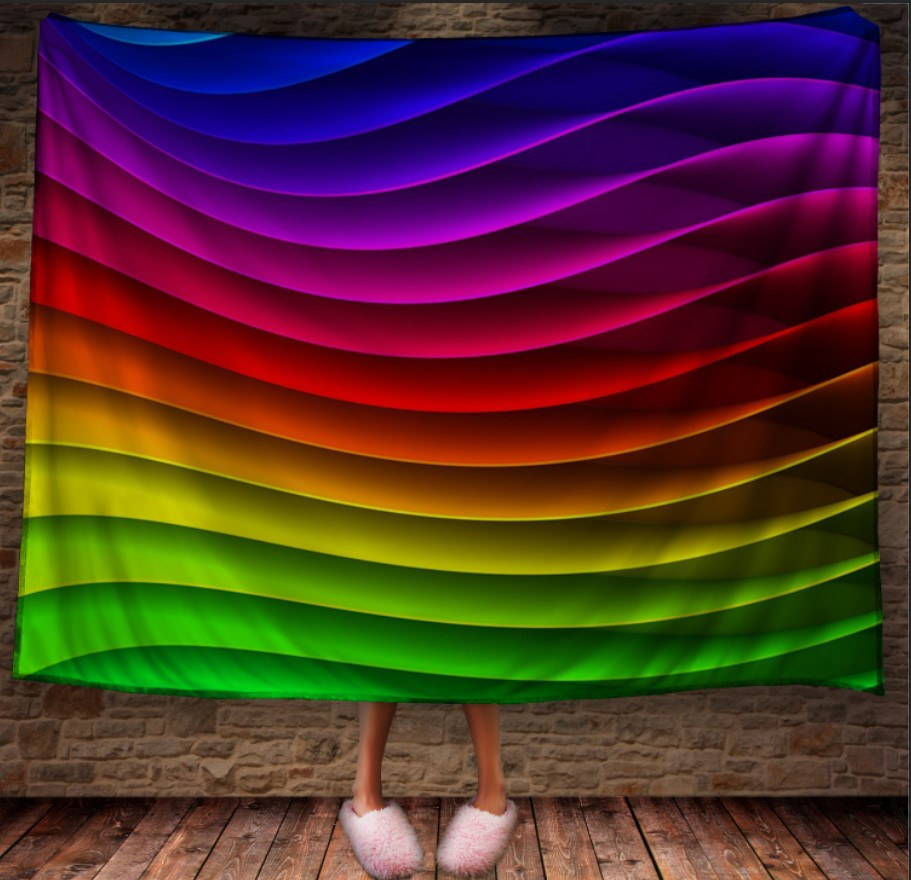 Плед 3д абстракція "Хвилі веселка 4" 150х200 см.