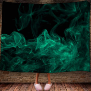 Плед абстрактний дим "Зелений на чорному фоні" 150х200 см.