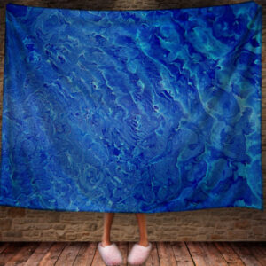 Плед абстракція рідкої фарби "Кольорова плями блакитна" 150х200 см.