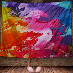 Плед абстракція рідкої фарби "Кольорова плями бриски" 150х200 см.