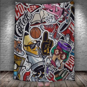 Плед арт кольоровий "Графіті прикольні коледж" 150х200 см.