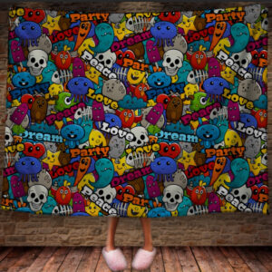 Плед арт малюнки "Графіті прикольні кольорові вечірка" 150х200 см.