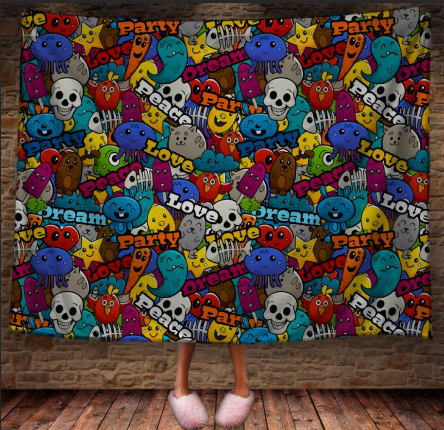 Плед арт малюнки "Графіті прикольні кольорові вечірка" 150х200 см.