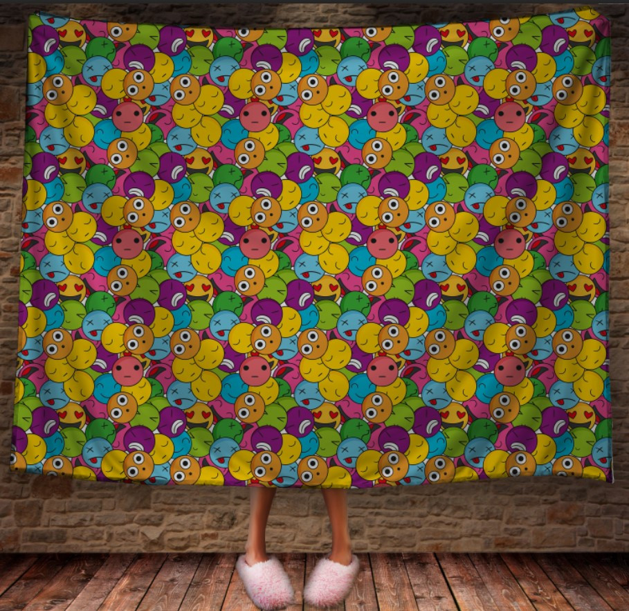 Плед арт малюнки "Графіті прикольні смайлики емодзі" 150х200 см.