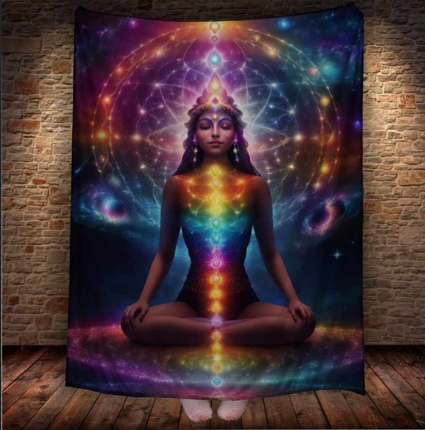 Плед "Йога Чакри Релаксація Медитація Поза Лотоса 2" 150х200 см.