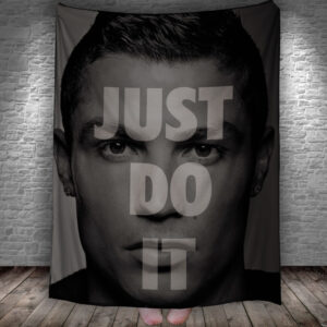 Плед "Кріштіану Роналду Футбол Гравець Зірка Мотивація Напис Чорно Біле 1" 150х200 см.