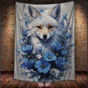 Плед "Лис Білий Арт Блакитні Квіти" 150х200 см.