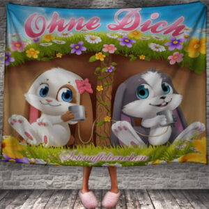 Плед "Маленькі Мультяшні Кролики З Квітами" 150х200 см.