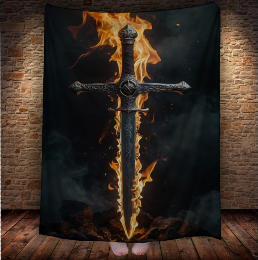 Плед "Меч Зброя Воїна Лицаря Вогонь" 150х200 см.