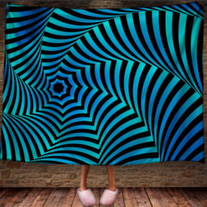Плед "Оптична Ілюзія Чорно Бірюзова" 150х200 см.