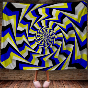 Плед "Оптична Ілюзія Чорно Жовто Блакитна Водоворіт" 150х200 см.