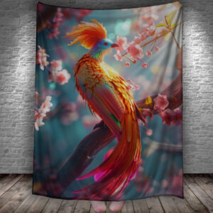 Плед "Павич Сакура Міфічний Казковий Птах Кольоровий" 150х200 см.