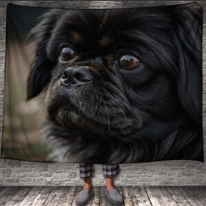 Плед "Пікінес Собака Чорного Кольору" 150х200 см.