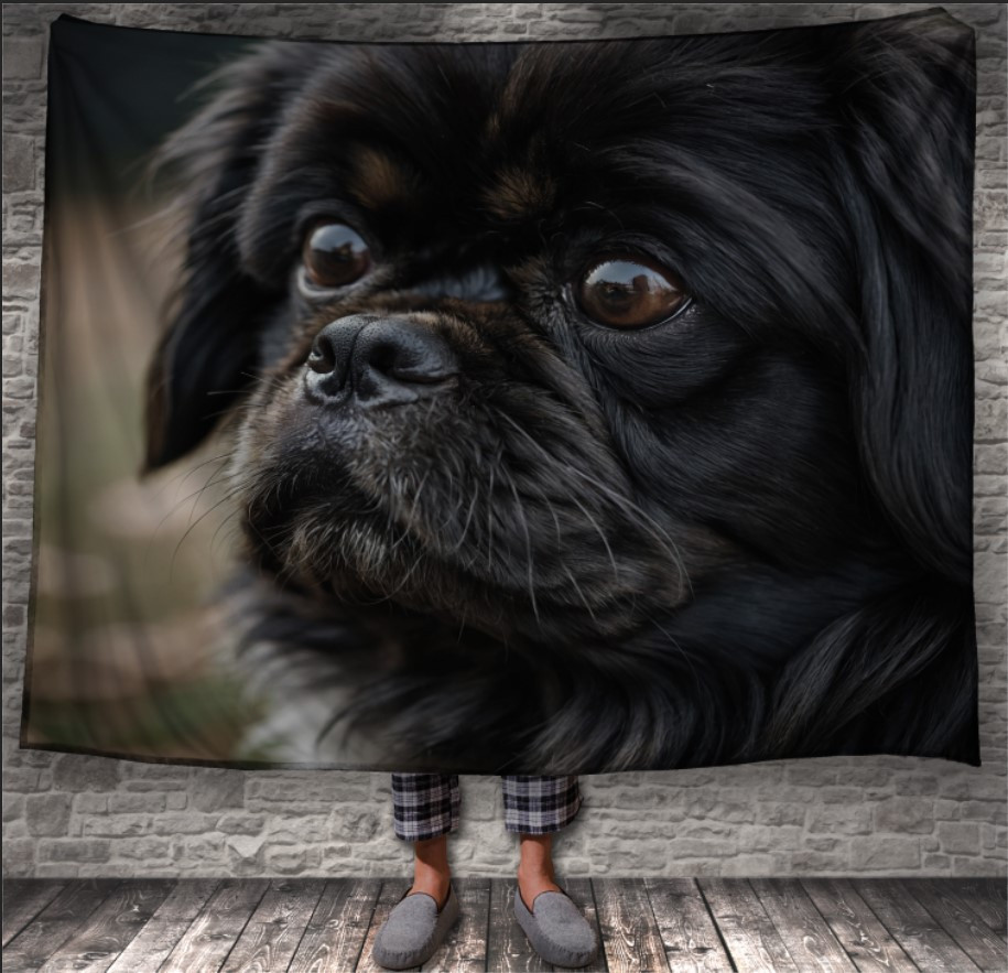 Плед "Пікінес Собака Чорного Кольору" 150х200 см.