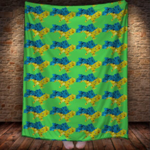 Плед "Прапорці України Фарба Мапа Квітковий Орнамент" 150х200 см.