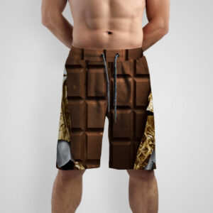 Шорти з принтом "Шоколадна плитка солодощі чорна у фользі" ВСІ Розміри