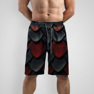 Шорти з принтом "Шкіряна луска дракона чорна червоне" ВСІ Розміри
