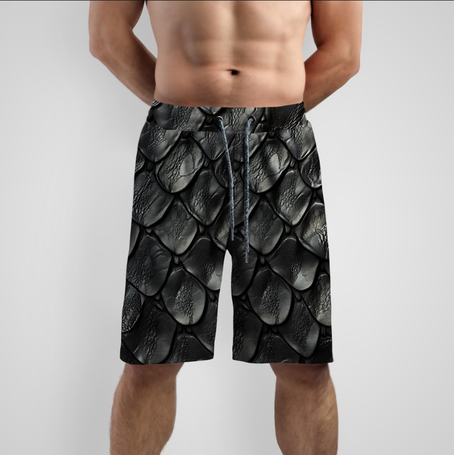 Шорти з принтом "Шкіряна луска дракона чорна" ВСІ Розміри