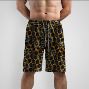 Шорти з принтом "Шкіра чорно жовта рептилії змії крокодила" ВСІ Розміри