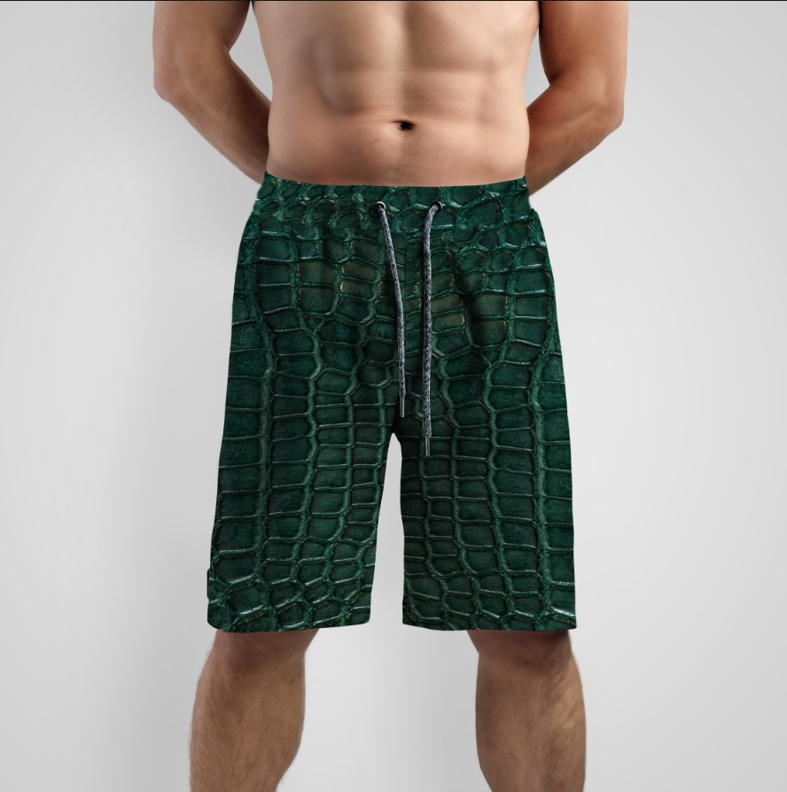 Шорти з принтом "Шкіра рептилії крокодила зелена" ВСІ Розміри