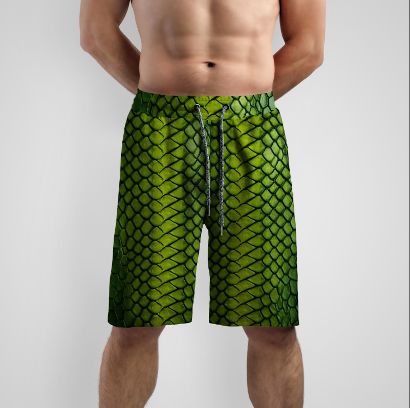 Шорти з принтом "Шкіра зелена рептилії змії крокодила" ВСІ Розміри