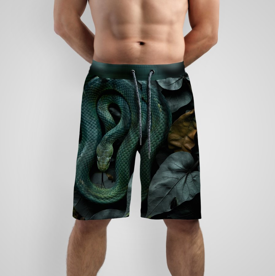 Шорти з принтом "Шкіра зелена змія лисття" ВСІ Розміри